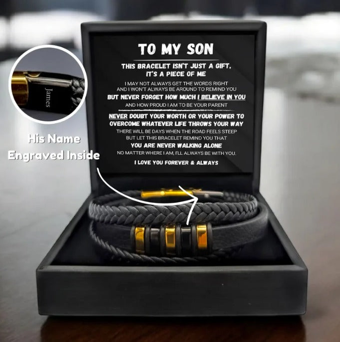 To My Son - Never Alone - Braided Bracelet Set